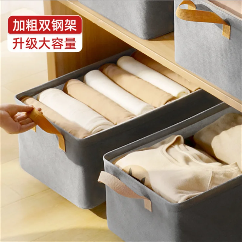 New clothing storage box, steel frame fabric folding storage basket, home dormitory underwear storage tool