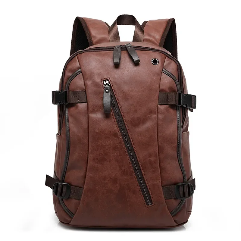 

Student Pocket New Backpacks Travel Style Computer Vintage PU Backpack Tilorraine School Bag Fashion Bags Men Leather Notebook