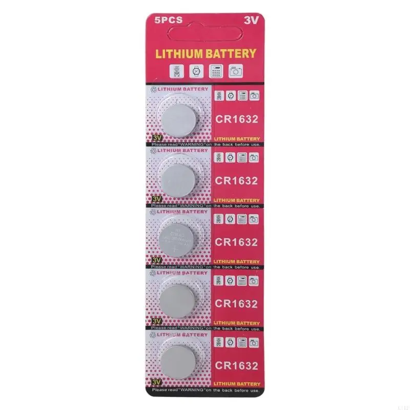 5Pcs CR1632 3V Lithium Button Cell Battery for Watches Temperature Sensors Water Bottles Remote Controllers Toy K1KF