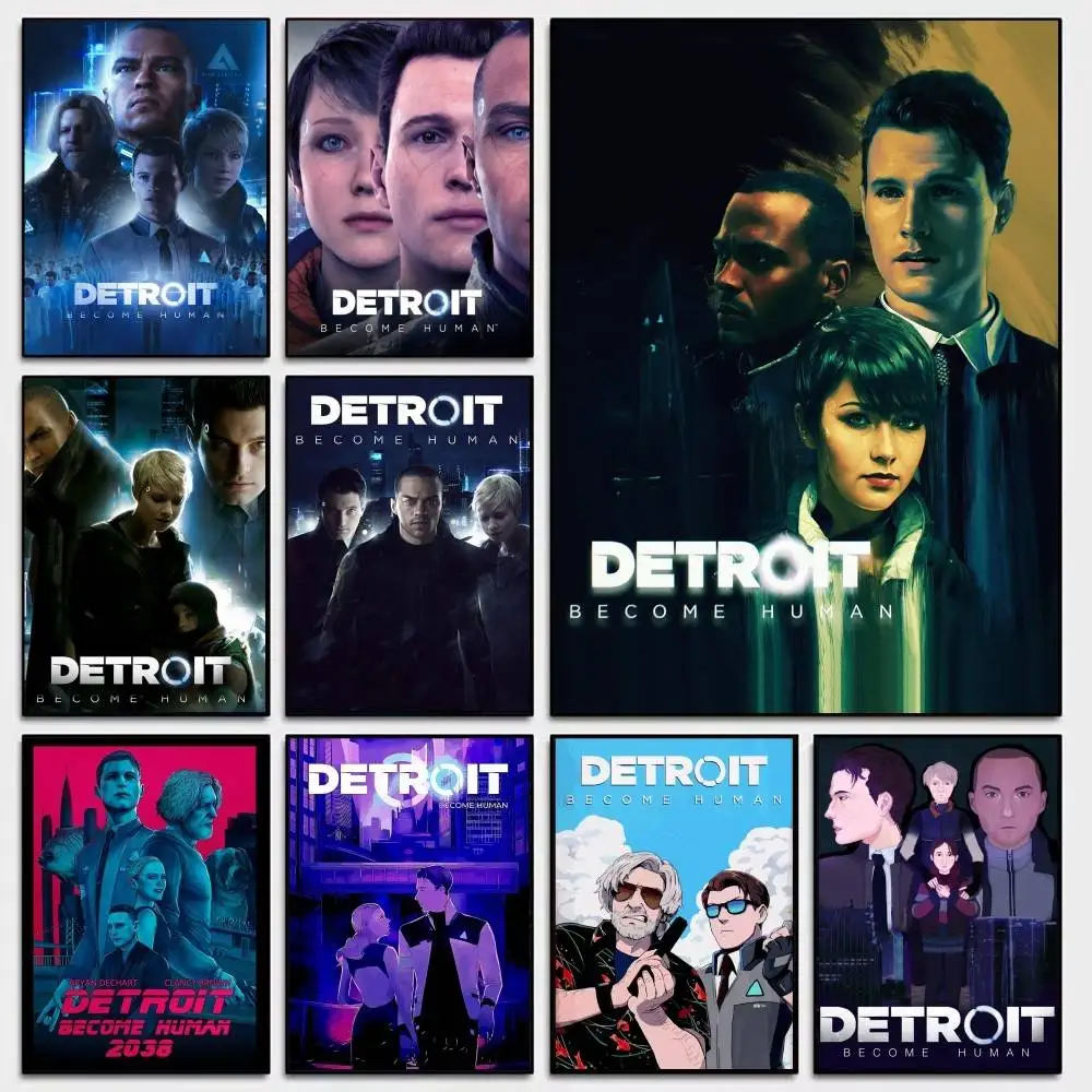 Game D-Detroit Become Human Anime Posters Sticky Whitepaper Sticker DIY Room Bar Cafe Kawaii Room Decor