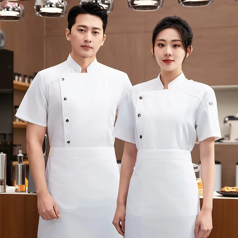 ฤดูร้อนบางBreathableตาข่ายแขนสั้นเสื้อเชฟสําหรับจัดเลี้ยงโรงแรมร้านอาหารโรงอาหารPastry Baker Workwearเสื้อผ้าห้องครัว