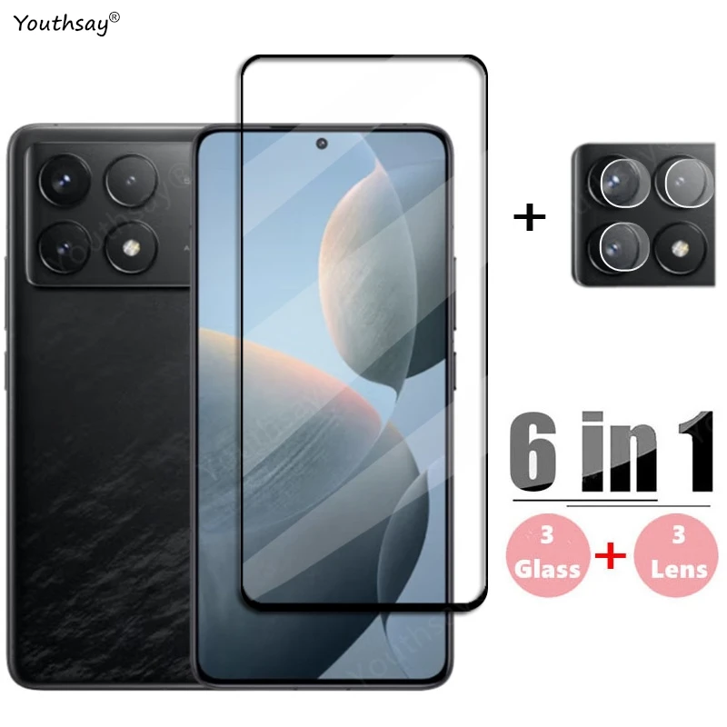 6in1 Glass For Poco F6 Pro Full Cover Tempered Glass For Xiaomi Poco F6 Pro Screen Protector Lens Film Poco F6 Pro