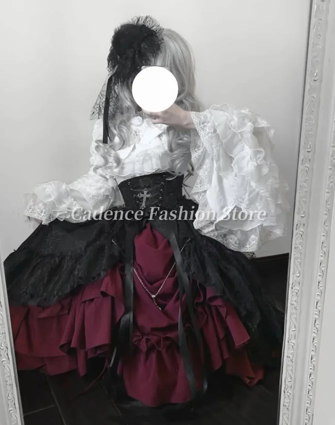 Индивидуальные готические платья для выпускного вечера в стиле Лолиты в викторианской оперы, корсет с расклешенными рукавами, вечерние платья в стиле рококо