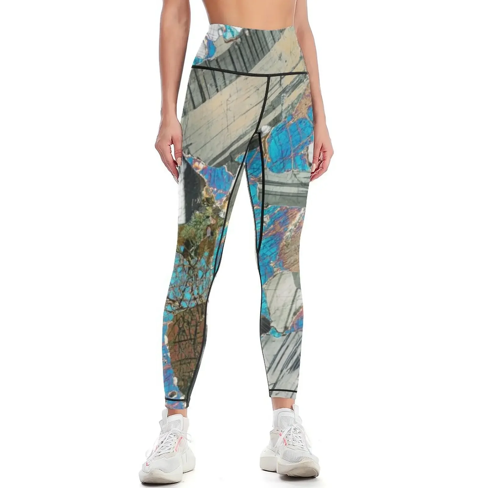 

Gabbro from Huntly, Scotland rock thin section microscope photo - Scottish geology gift Leggings gym pants Womens Leggings