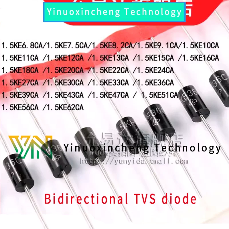 

50PCS/LOT Bidirectional TVS transient suppression diode 1.5KE6.8/7.5/8.2/10/12/15/16/18/20/24CA