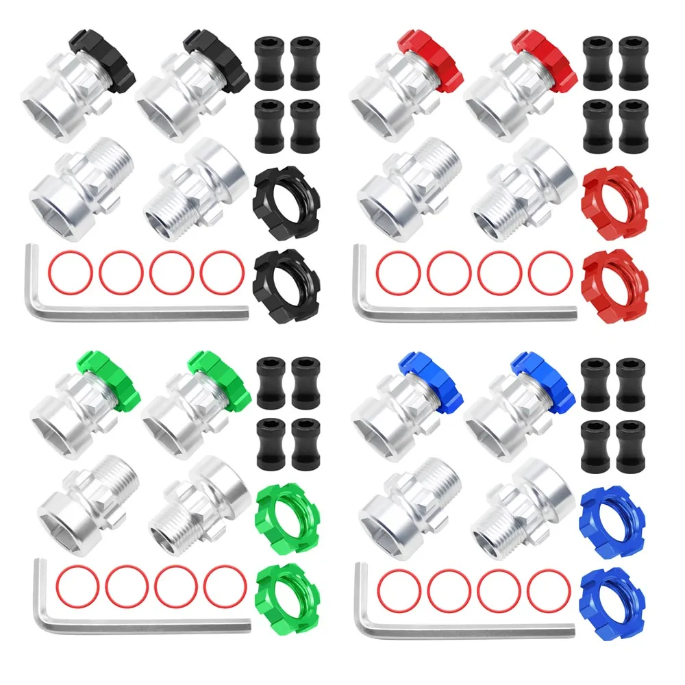 4szt Aluminiowy adapter sześciokątny koła 12mm do 17mm Nakrętki konwersji piasty do 1/10 Slash 2WD 4X4 Rustler RC Racing Tires Parts