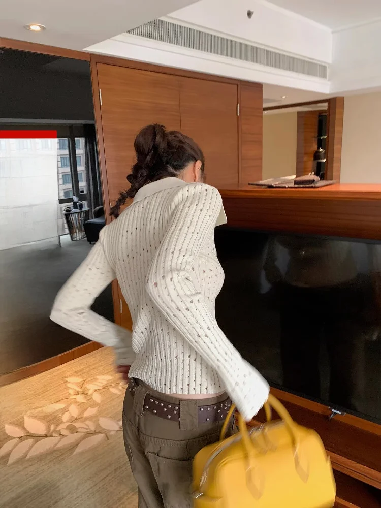 

DULA Good Home Cheese Wer Ne Long Sve вязаный свитер женский с вырезом, облегающий топ в Корейском стиле для поездок на работу