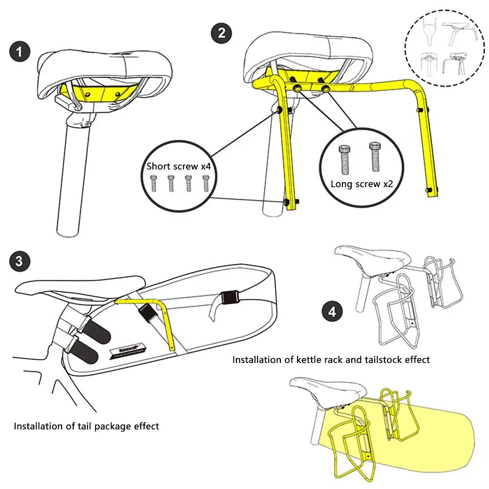 Neuer Rhinowalk Fahrradsattel-Stabilisator Halterung Rücksitz Fahrradhalter Gepäckträger Zubehör Regal Rahmenhalterung – Detail 11