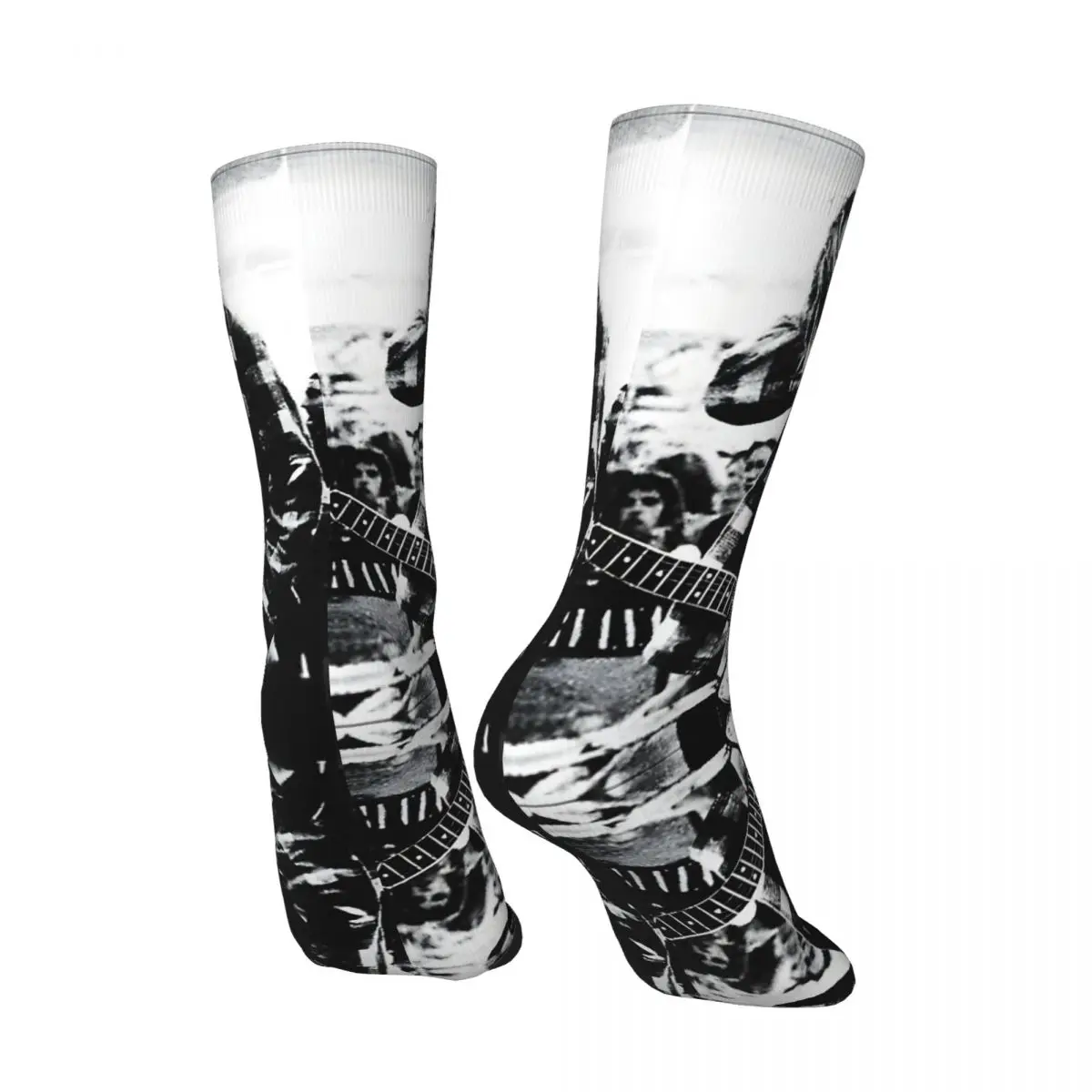 Cool Boys Black And White Guitaris Crazy Men's graphic Socks Unisex Kurt-Cobain Harajuku Pattern Printe Novelty Crew Sock fugees