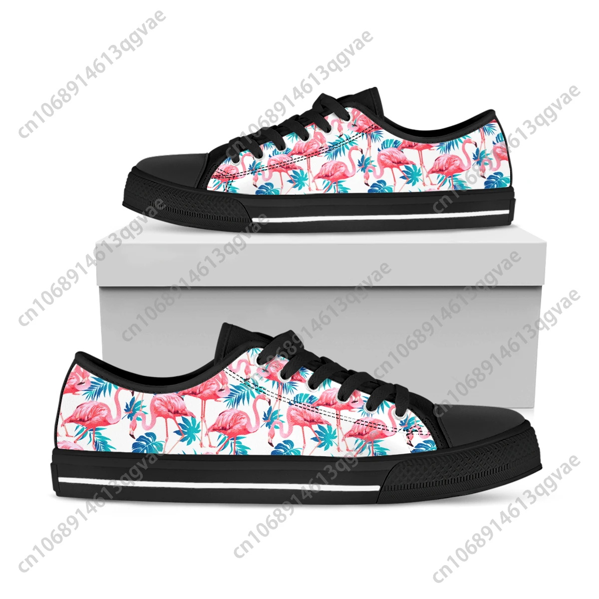 Roze Flamingo Print Low Top Hoge kwaliteit Sneakers Heren Dames Tiener Canvas Lichtgewicht Sneaker Paar Schoenen Op maat gemaakte schoen