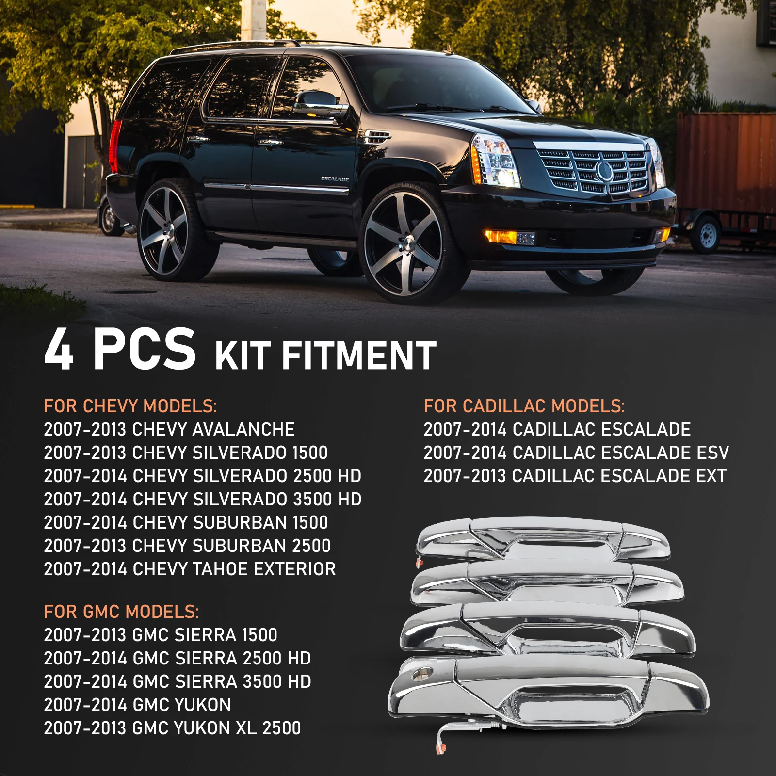 Maniglia della portiera dell'auto per 2007-2013 Chevy Tahoe GMC Yukon Sierra Denali anteriore posteriore 22738722 22738721 25960526 25960525 15915150