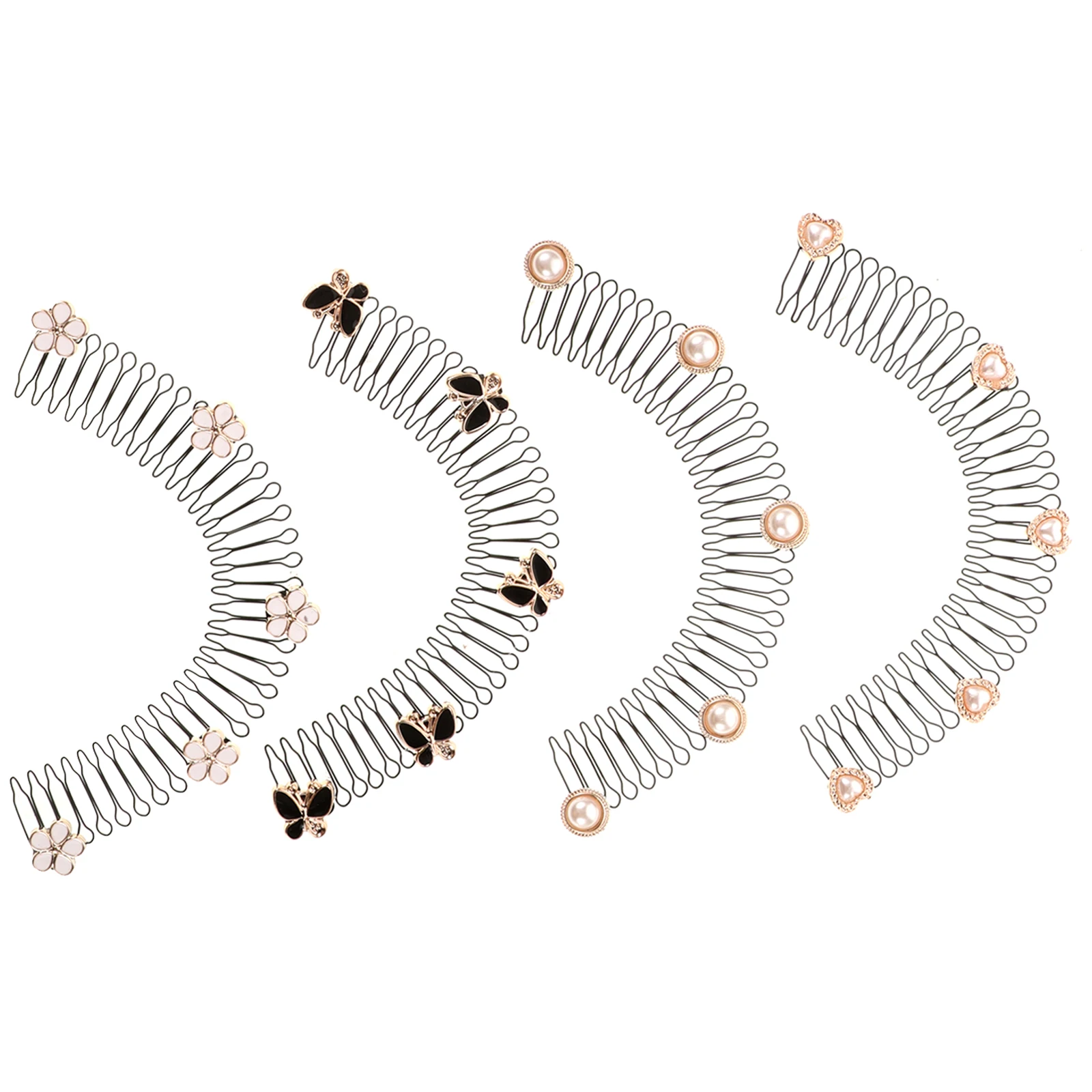 

4 Pcs Comb Holder Invisible Back Comb Metal Bands Styling Tools Shape Clips for Styling Wavy Hair Fixer Tools