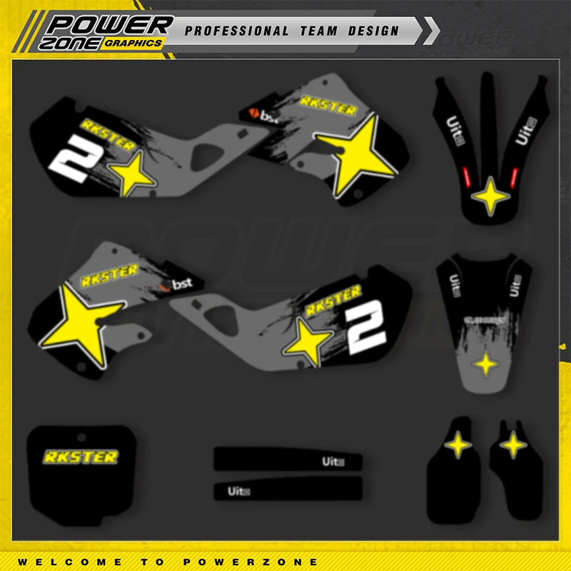

PowerZone Full Graphics Background Decals Stickers Kit For HONDA CR125 1998 1999 CR250 1997 1998 1999 Motorcycle 07