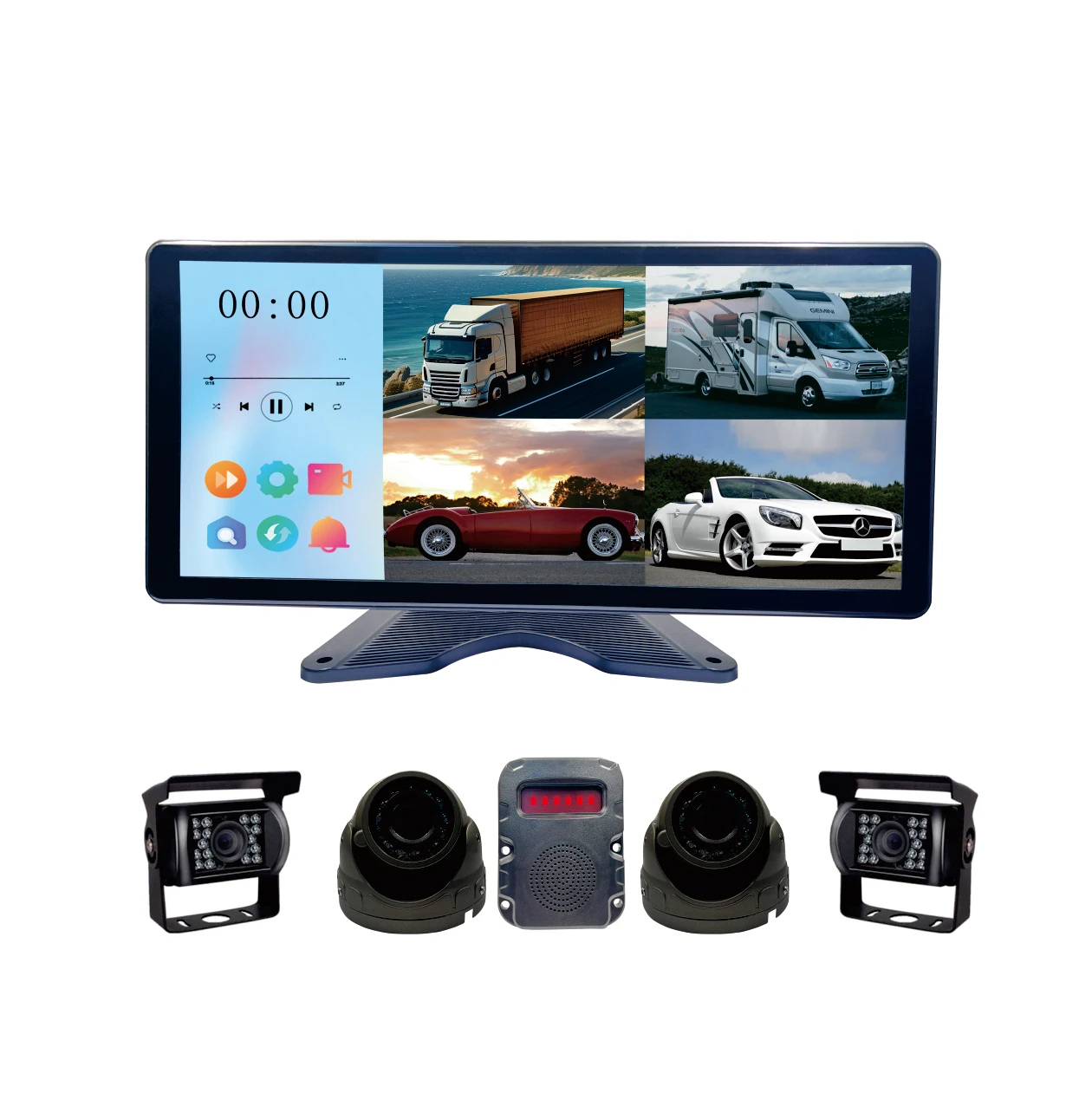 

10.36 inch HD monitor quad view motion detect alarm car truck bus cars reversing image display dash camera system