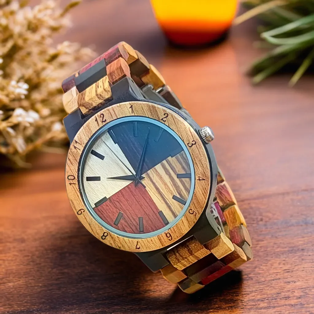 Men\'s Wrist Watch for Men Personalised Clock Colorful Wooden Timepieces Wood Watches reloj masculinoLogo Customize Dropshipping