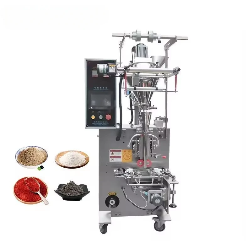 3/4 sides seal packaging machine Sachet chilli pepper Curry cumin seasoning powder tapioca corn flour spices packing machine