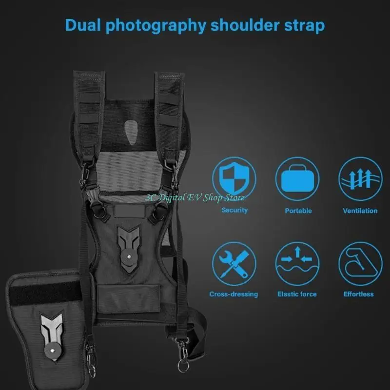 E74D Doppelter Kameragurt-Schultergurt für DSLR- und SLR-Kameras mit einem Gewicht von bis zu 4 kg und unterstützt – Detail 4