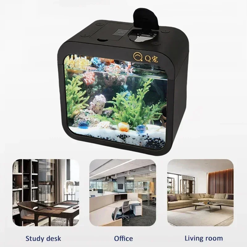 Modular Led Fish Tank with Isolated Blocks, Easy Assembly for Betta/goldfish Breeding Transparent Small Aquarium