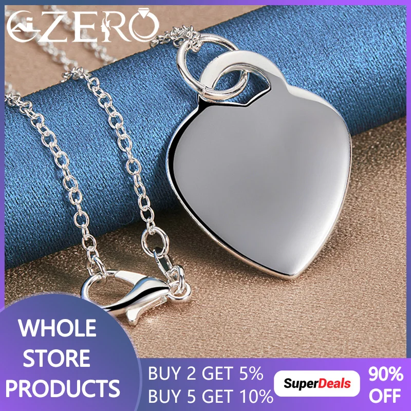 ALIZERO 925 Sterling Silver Heart Lock Pendant Necklace With 16-30 Inch Chain For Women Men Fashion Wedding Party Charm Jewelry