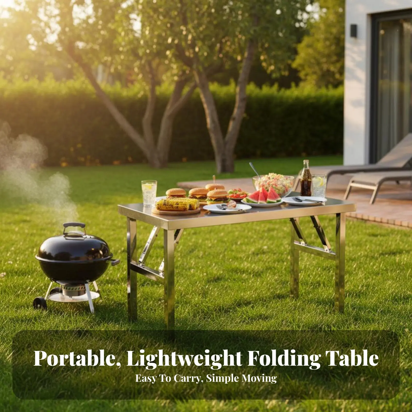 

Folding Stainless Steel Table Foldable Design Stainless Steel Work Table No Installation Required Rust Resistant for Restaurant