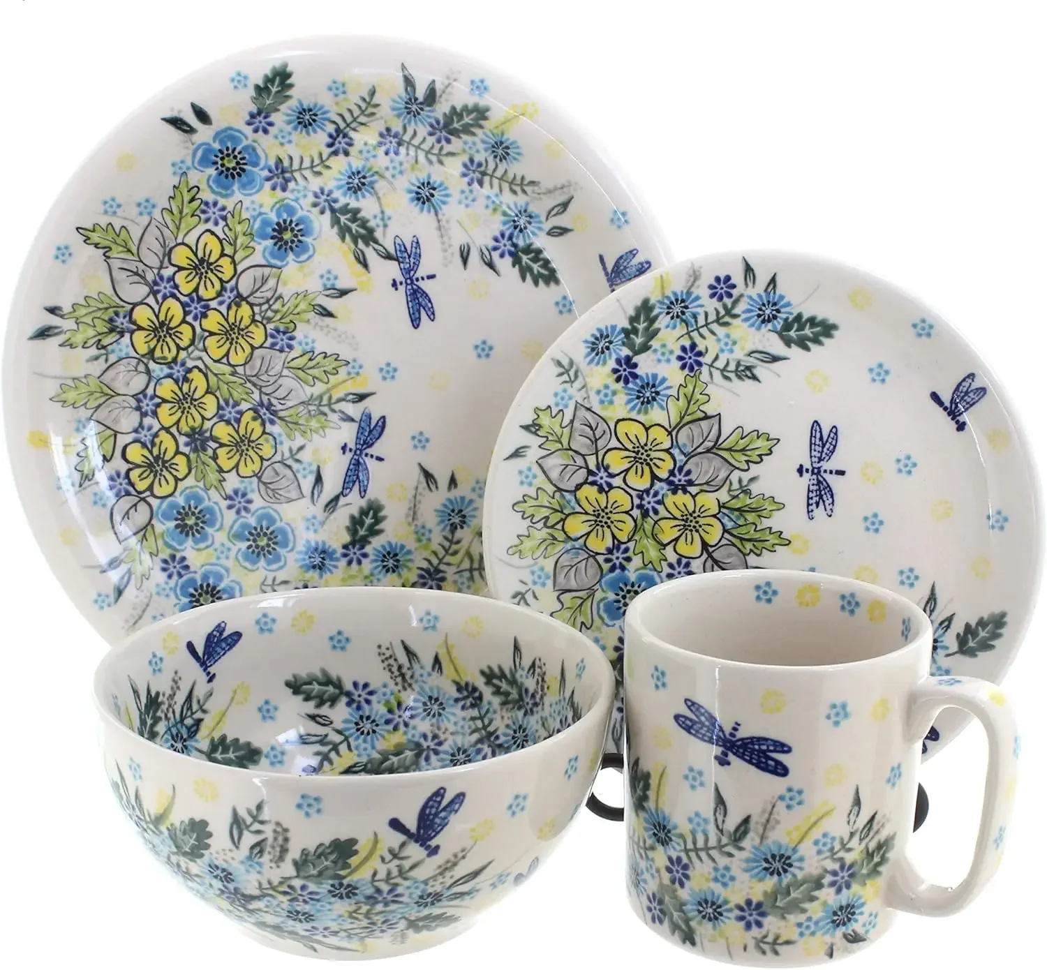 Blue Rose Polish Pottery Alyssa 16 Piece Dinnerware Set