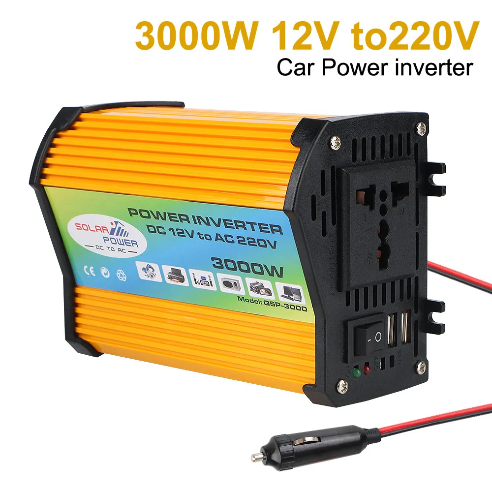 

3000W Vehicle-mounted Household Converter Power inverter Car Invertor DC 12v To 220V Car Accessories