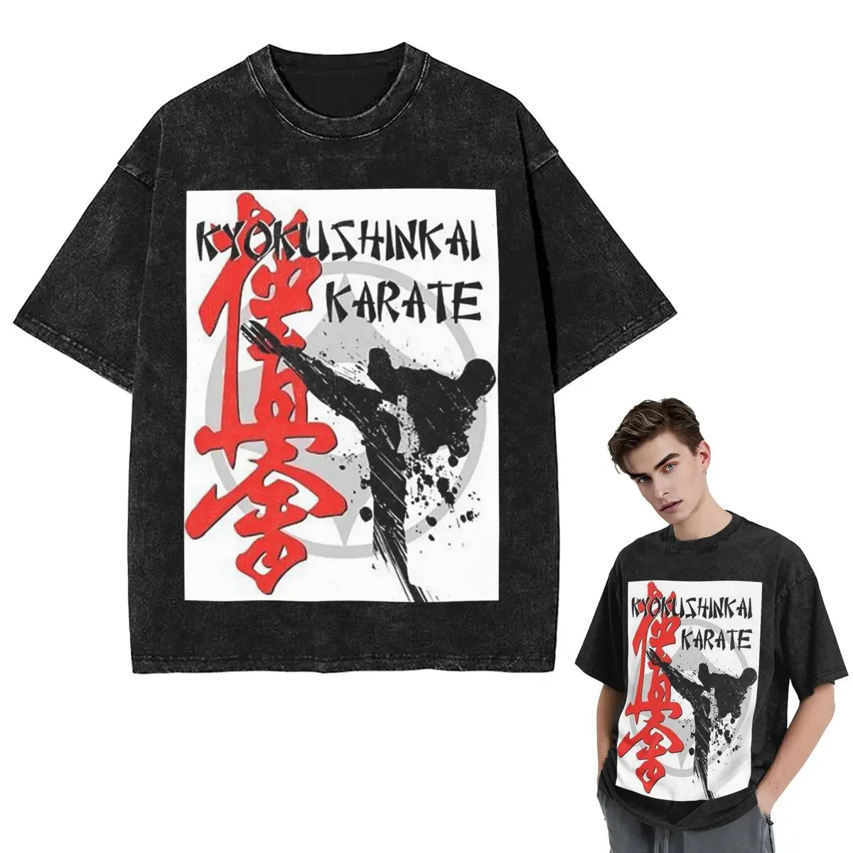 

Streetwear T-Shirts Kyokushin Karate Bushido Values (1) Washed T Shirt Short Sleeve Hip Hop T-Shirt Tops Tees for Men Women