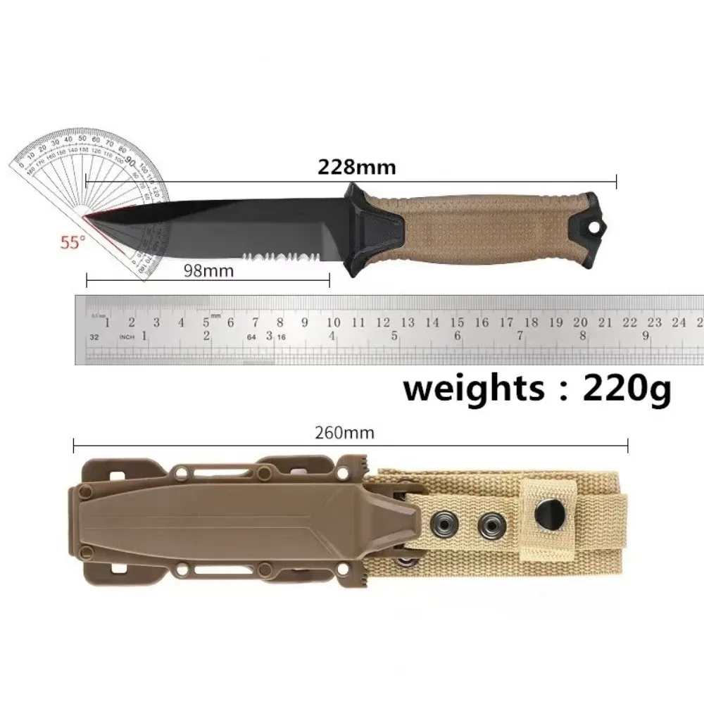 Outdoor knife camping defense straight knife wilderness survival sharp tactical knife carry survival knife high hardness knife image 6