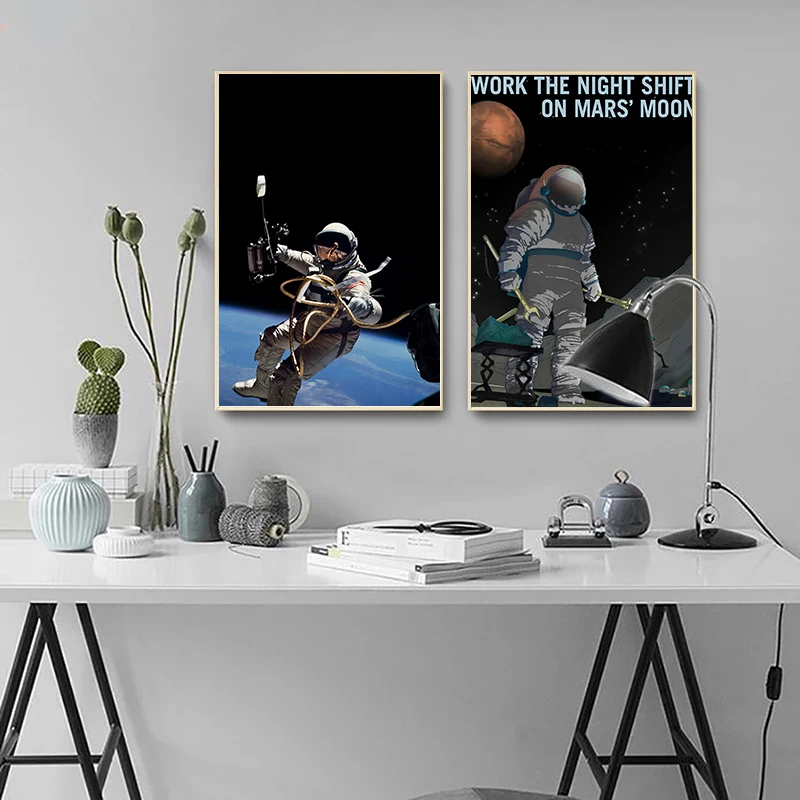 Earth moon NASA Poster The Grand Tour Valles Marineris Jupiter Space Walk Astronaut Canvas Painting Wall Art Picture Home Decor