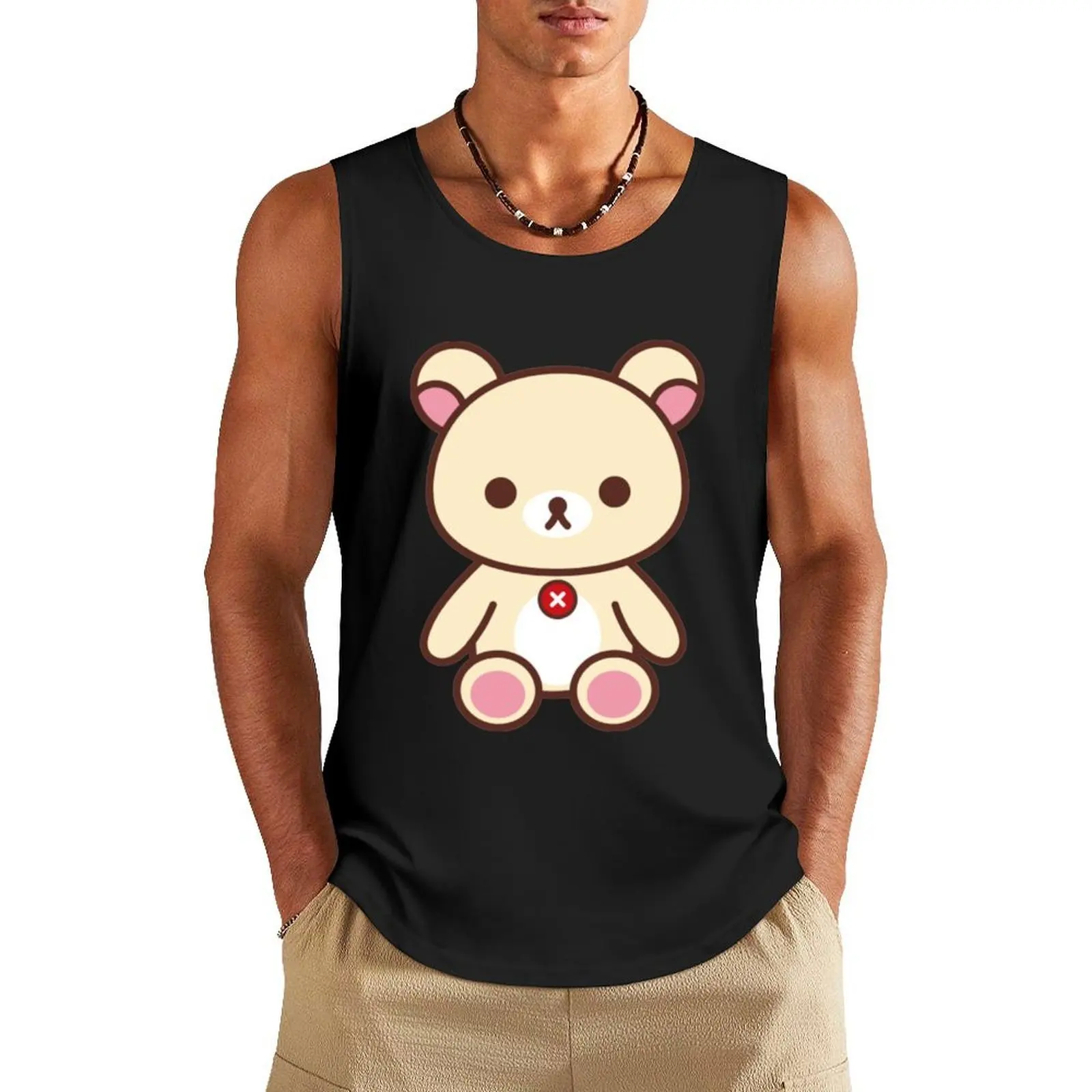 

Rilakkuma Korilakkuma__ Tank Top Men's sleeveless t-shirt Men's singlets Men's sleeveless gym shirts sleeveless