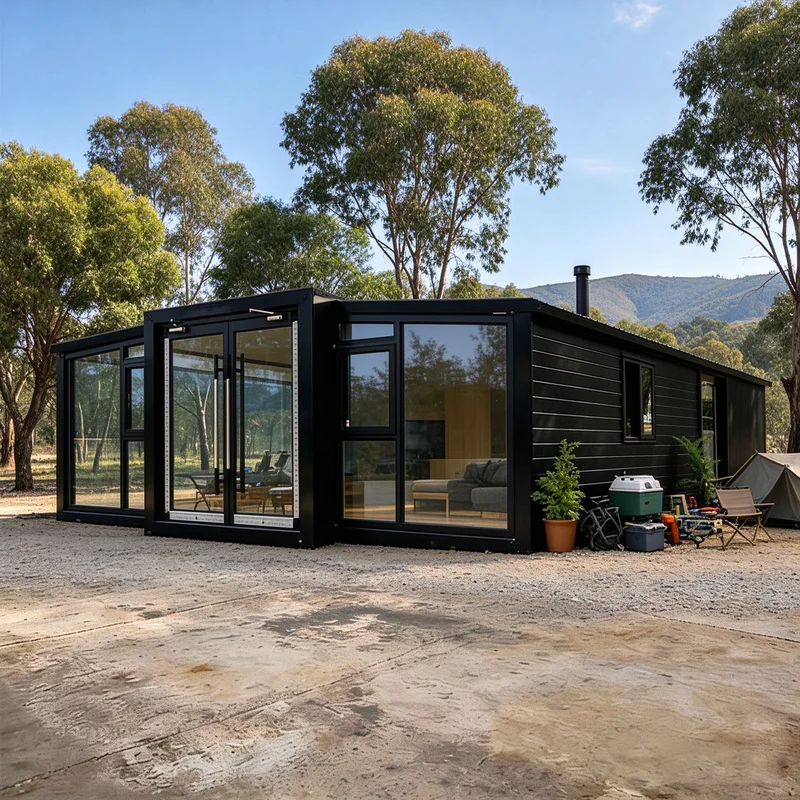 Expandable Container House EPS Sandwich Panel 40ft Double Wing Foldable Modular Dwelling for Eco Park Guest Accommodation