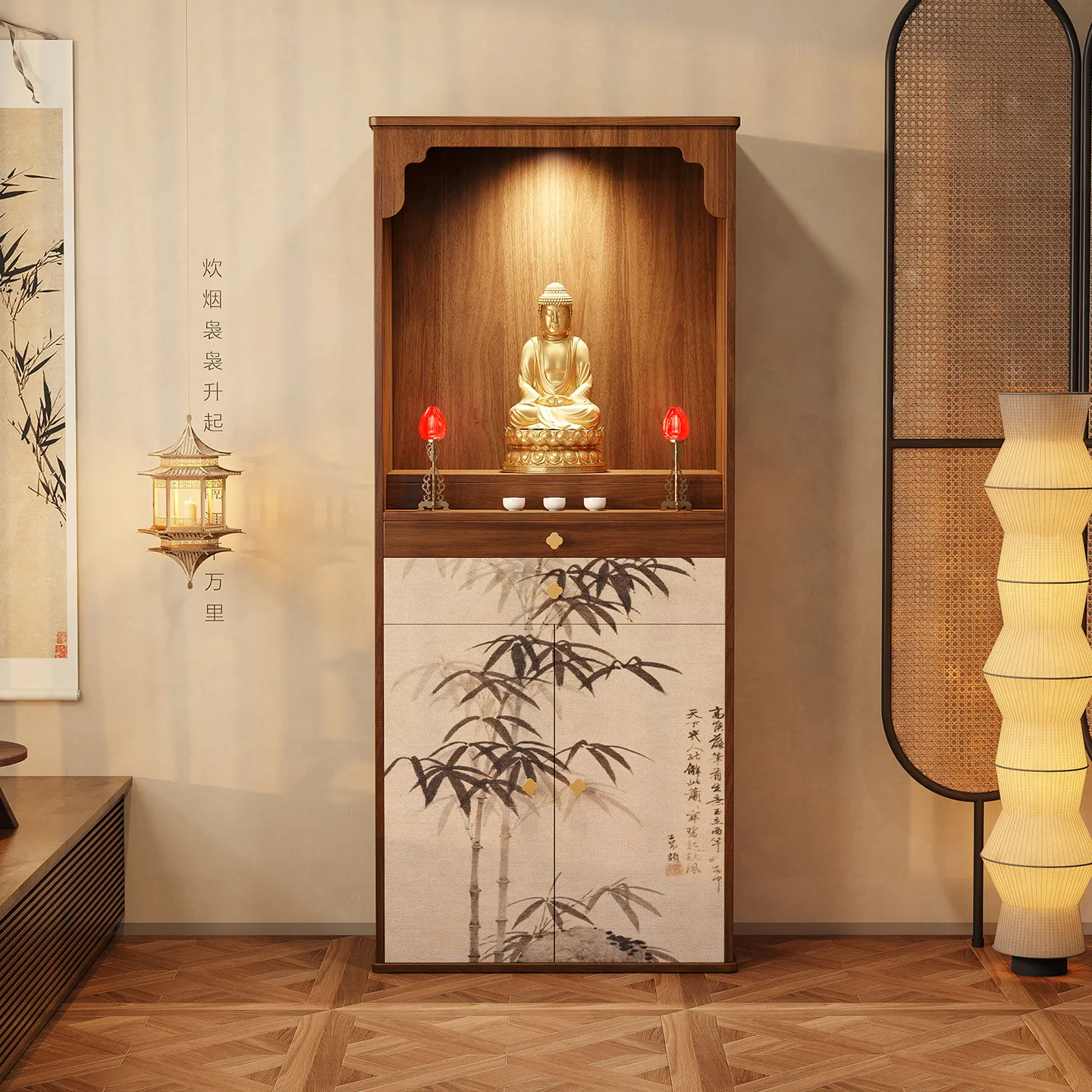 DSA Solid Wood Buddha Shrine Buddha Cabinet Buddha Table God of Wealth Offering Table Home Living Room Shrine Cabinet