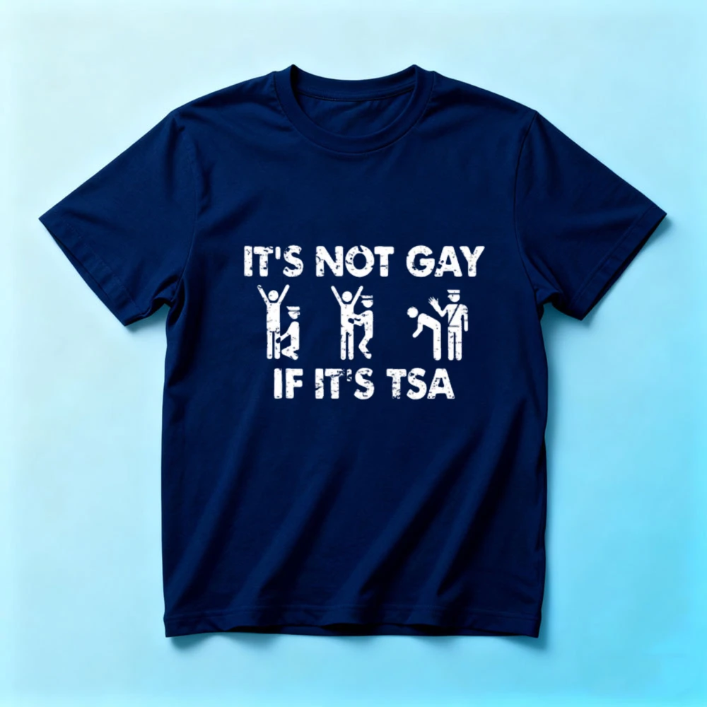 It Is Not Gay If It Is TSA Security Funny Meme Unisex T-Shirt Retro Men's Casual Short Sleeve Humorous LGBT Gift Cotton Tops