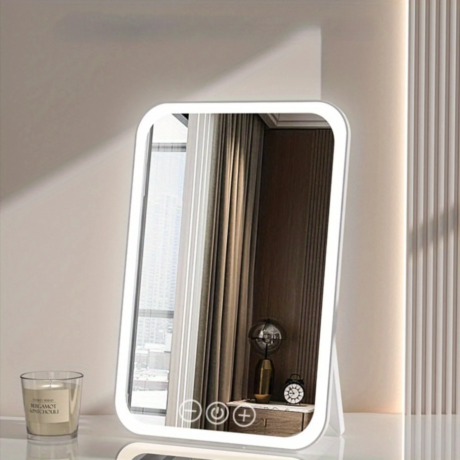 

1 шт. светодиодное зеркало для макияжа с заполняющей подсветкой, портативное косметическое зеркало с управлением, настольное косметическое зеркало с регулируемой яркостью для нас