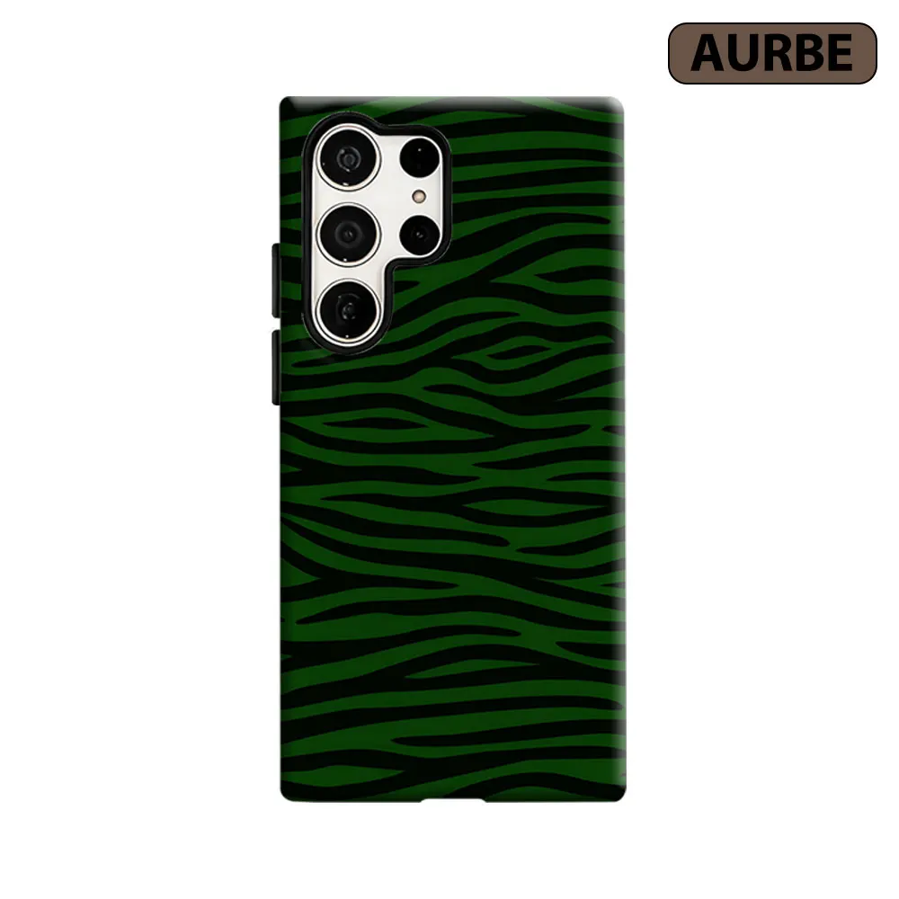 green zebra stripe Phone Case For Samsung Galaxy S26 S25 S24 S23 Ultra Plus HD Hard Double Layer Film Cover