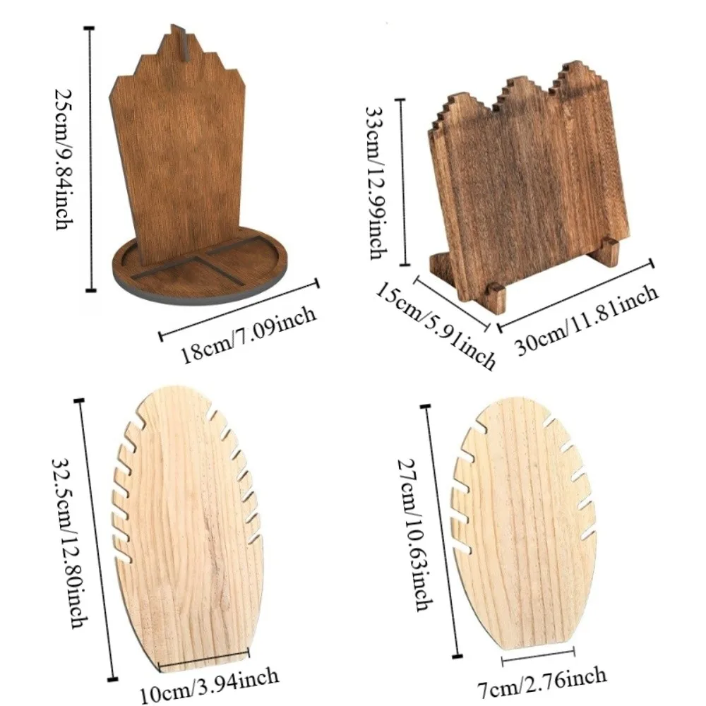 خشبية لهب شكل قلادة عرض مجلس قلادة مجوهرات مستقرة المنظم الرف خمر قلادة بسيطة عرض موقف #6