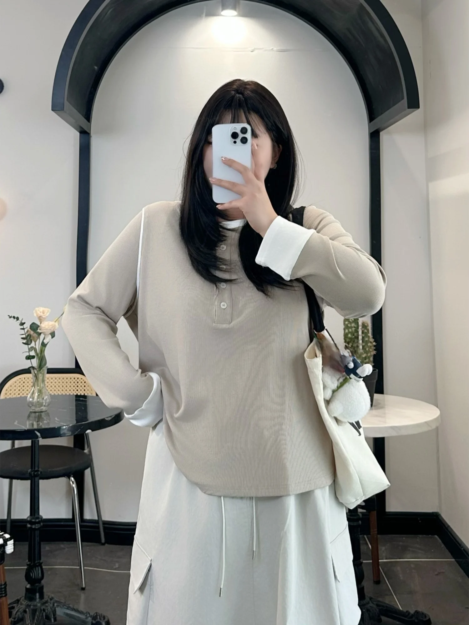 

plus Size Women's Long Sleeve Knitted Sweater Spring New Style Slimming Versatile Meat Concealing Commute Top Thick Sister
