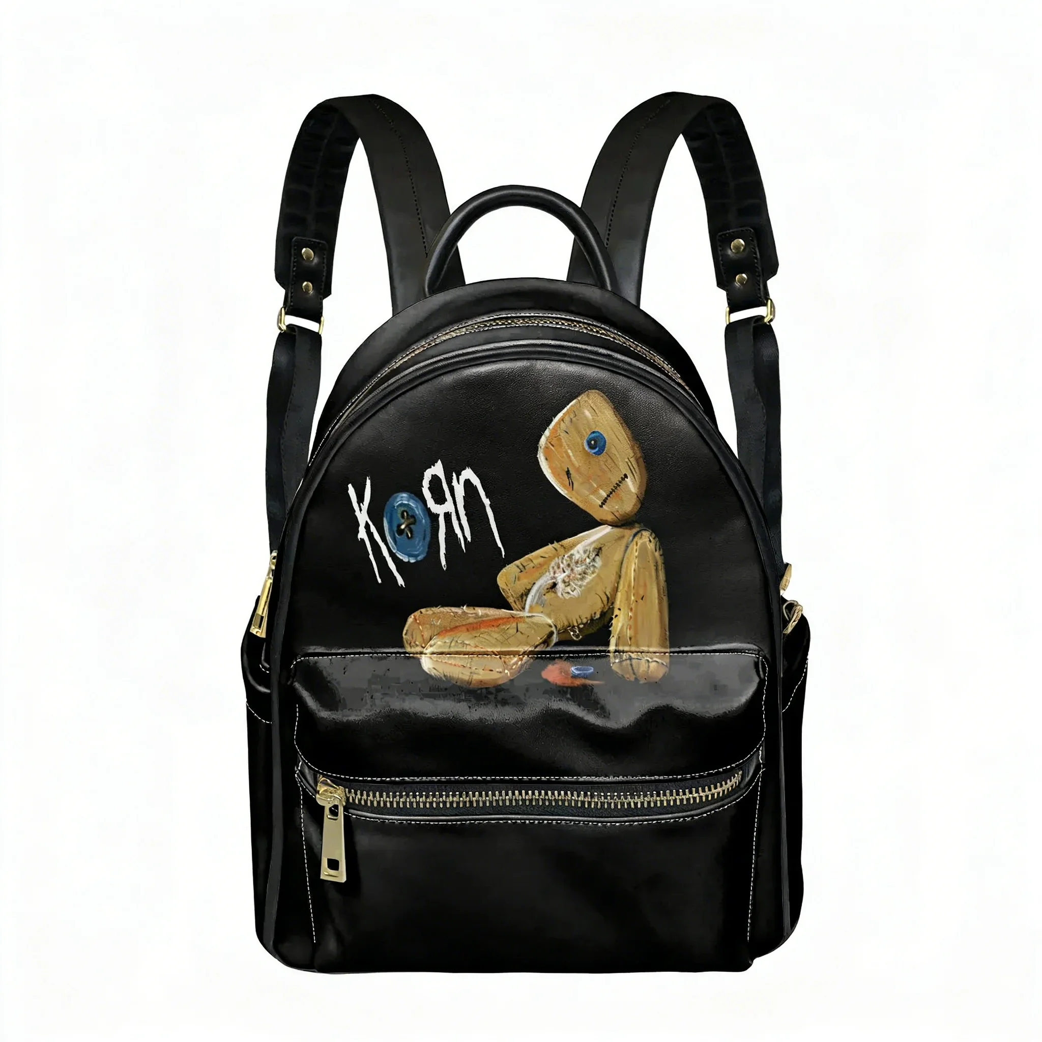 

Korn Rock Band Custom Backpack Womens Men Knapsack Text Image Double Shoulder Bag Business Travel Bookbag Rucksack Gift Daypack