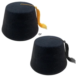 Cappello ottomano Fez Cappello turco traspirante con nappe nere Accessorio cosplay Copricapo