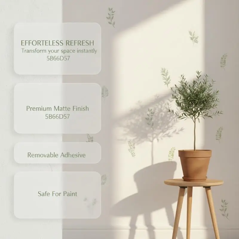 Green Leaf Wall Decals Non-Toxic Peel & Stick Self-Adhesive Decor for Office Bedroom Living Room Wall Art