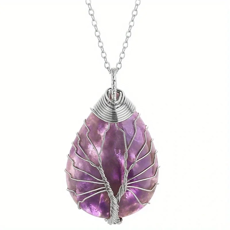 Baum des Lebens 7-Chakra-Halskette mit natürlichem Edelstein, Kristall-Energie-Heilung, handgefertigte Anhänger-Halskette, Yoga-Schmuck, Vintage für Frauen – Detail 21