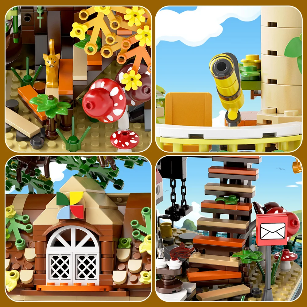 DIY Tree House Model Building Blocks Set 1877PCS Forest House Building Brick Street View Sets Kit Gift for Kids Adults