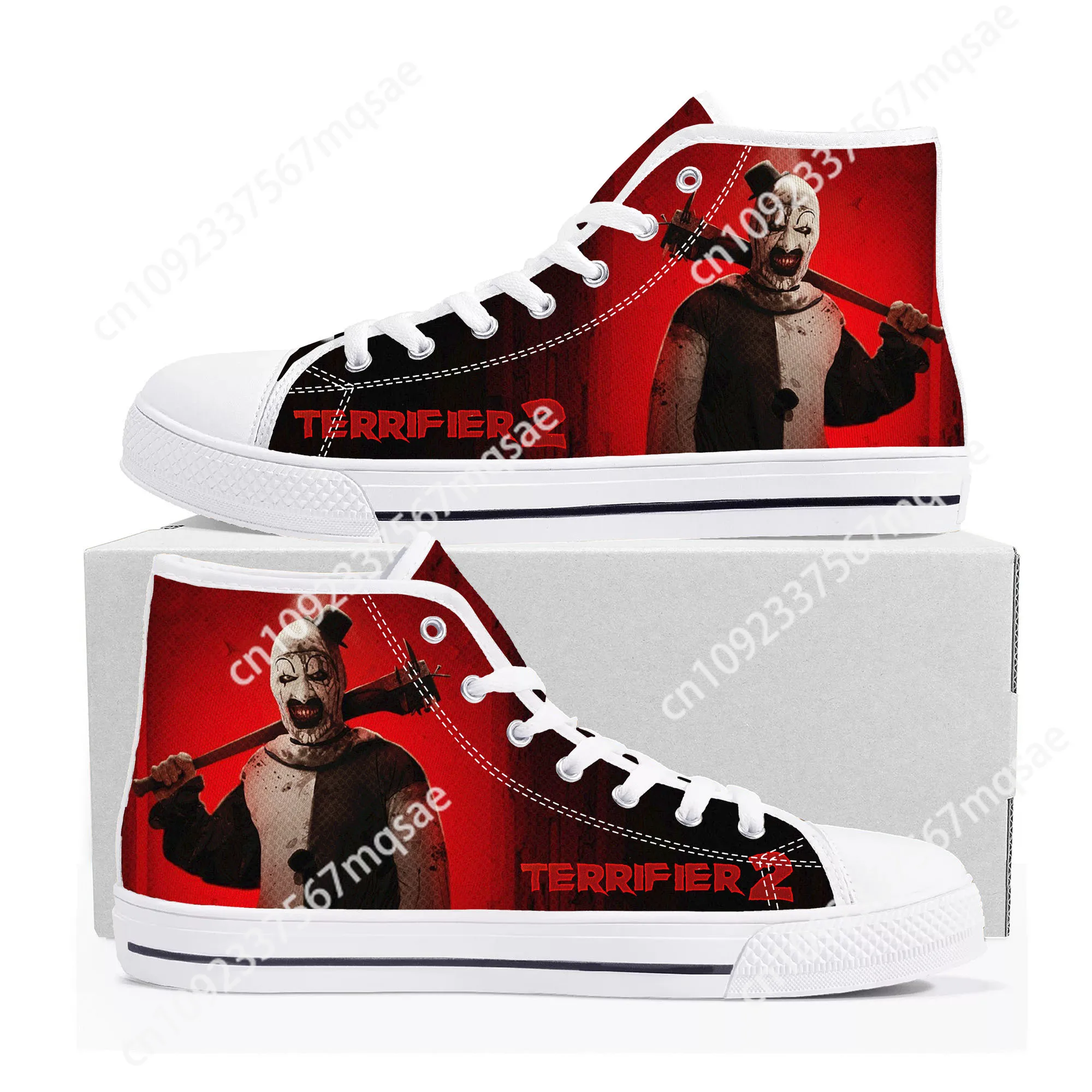 Terrifier Clown halloween High Top Sneakers Mens Womens Teenager Canvas Sneaker Casual Custom Made Shoes Customize DIY Shoe