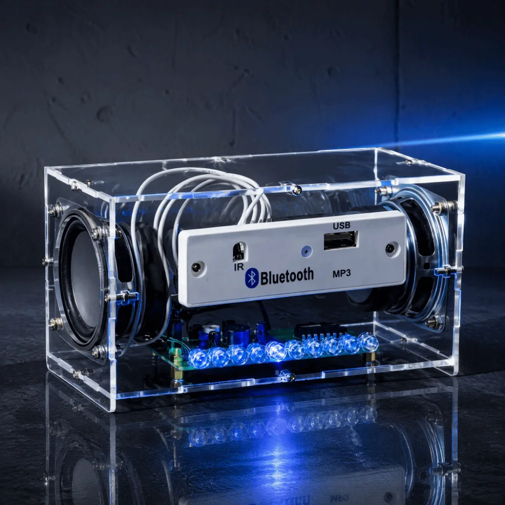 Dual Channel Bluetooth Speaker Kit Multi-Functional Music Spectrum DIY Speaker Kit Soldering Practice MP3 Amplifier