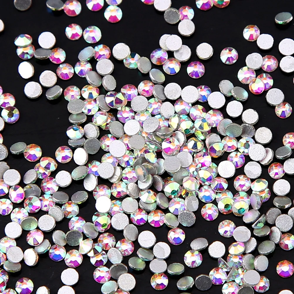 1440Pcs Silver Base Rhinestones Crystal Ab Multicolor Flat Back Non-Hotfix Gems for Nail Art Jewelry Making Cell Phone