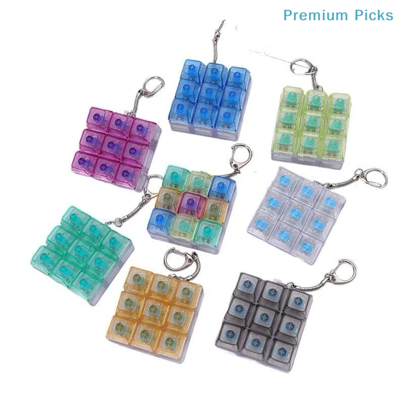 Fidget Keyboard Keychain Transparent Clickable Buttons Mini Pocket Stress Reliever for Students School Time Anxiety Relief