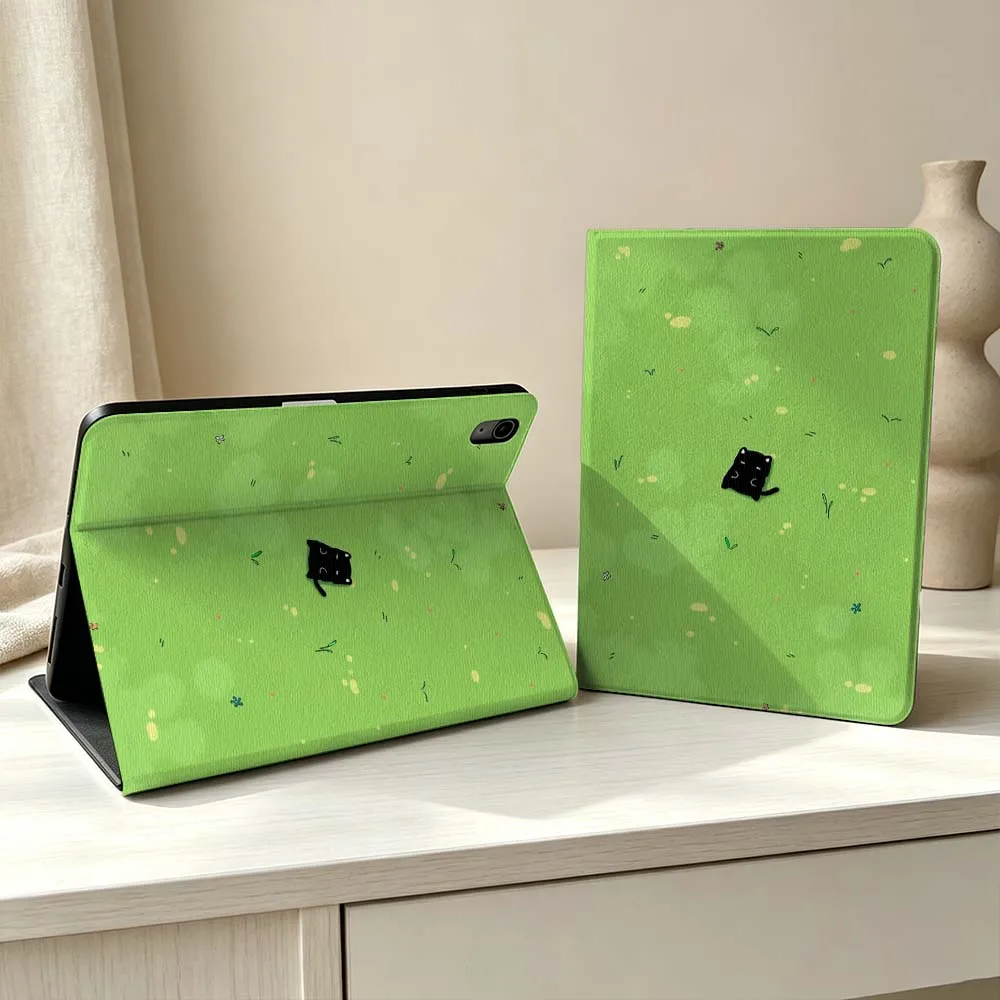 Sleeping on the lawn Black Cat Soft Pen Tray Tablet Case For iPad Pro Air mini 7 6 5 4 3 2 1 M5 M4 M3 11th 10th A17 Pro A16 A14