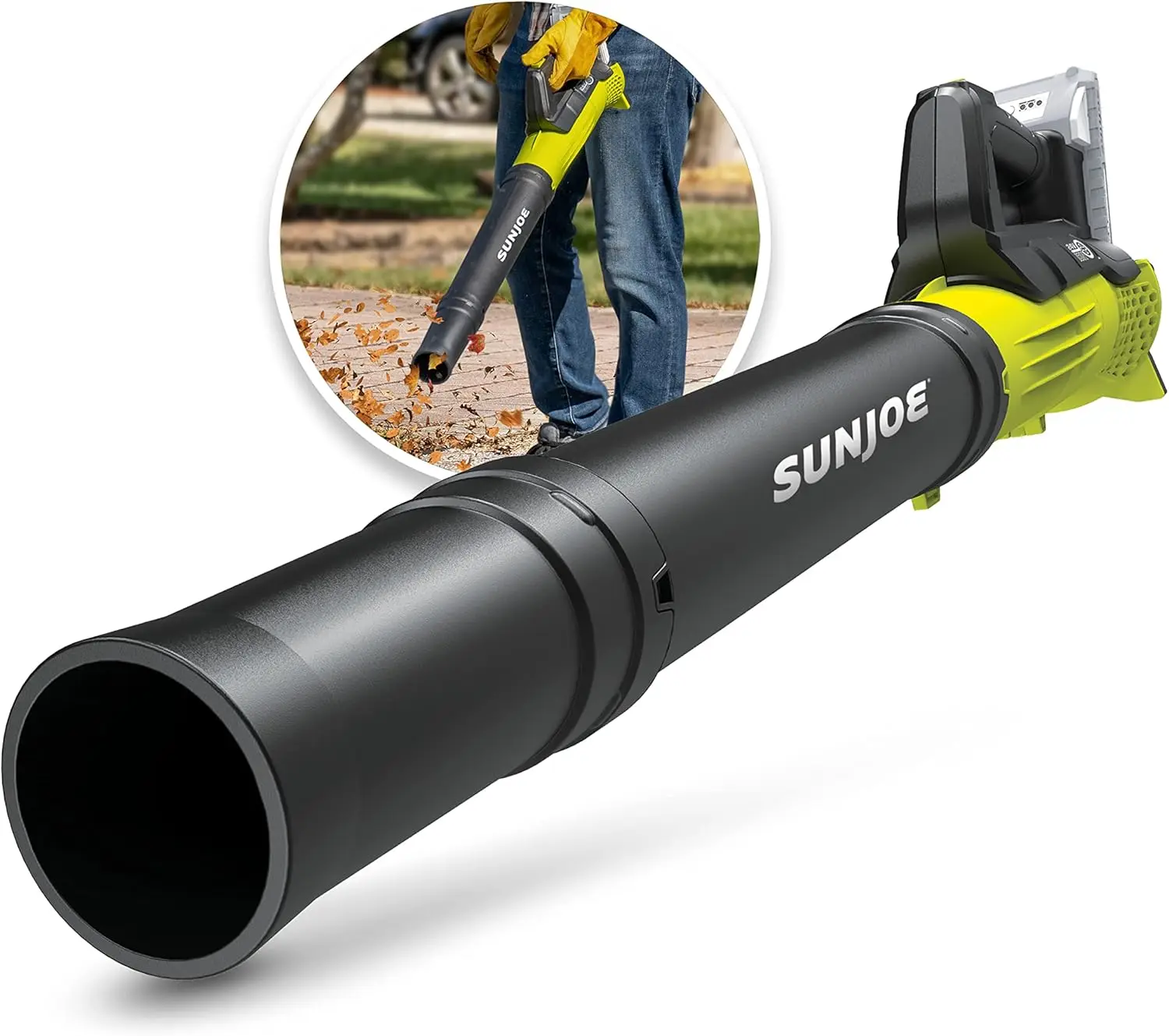 SunJoe-soplador de chorro IONMAX de 24 voltios, turbina compacta inalámbrica, soplador de hojas de 100 mph, Kit con batería de 2,0 Ah y cargador rápido