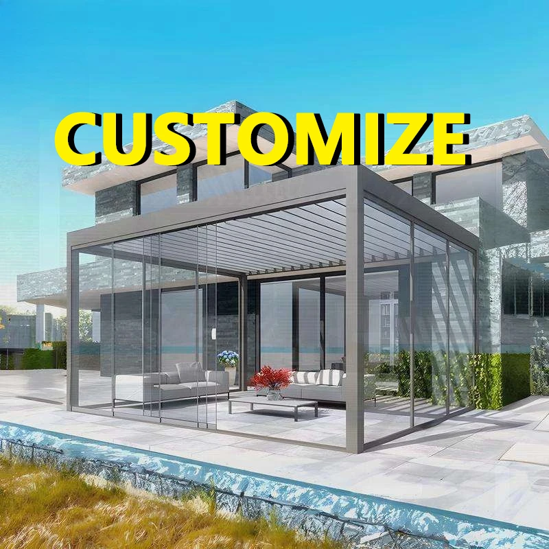 

Any Size Custom Adjustable Aluminum Louvered Pergola Rustproof Outdoor Balcony Patio Four Season Heavy Duty Durable Sunshade