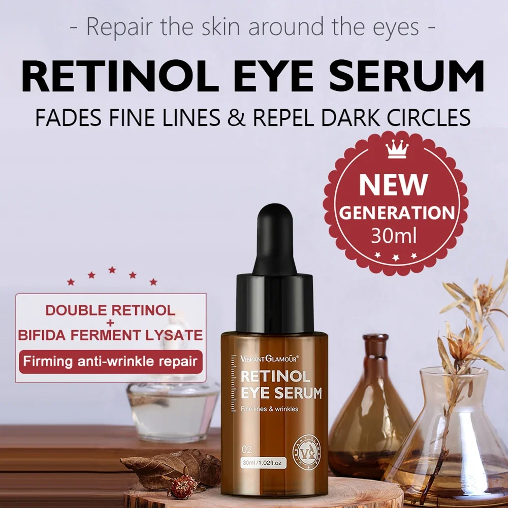 30ML Retinol Eye Cream Firming Eyes Massage Cream Anti Dark Circles Fades Fine Lines Remove Eye Bags Puffiness Firming Eyes Care